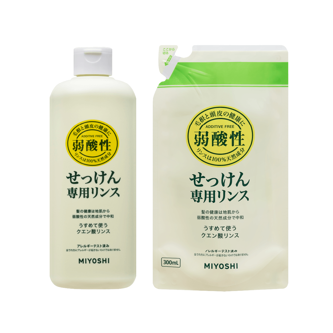 無添加 せっけん専用リンス<br>350ml</br> - MIYOSHI SOAP CORPORATION