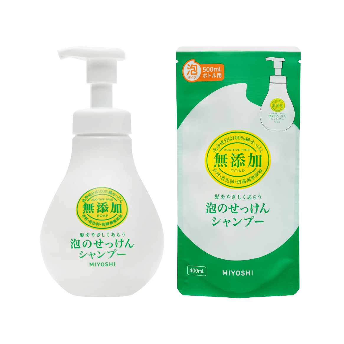 無添加 泡のせっけんシャンプー<br>500ml</br> - MIYOSHI SOAP CORPORATION
