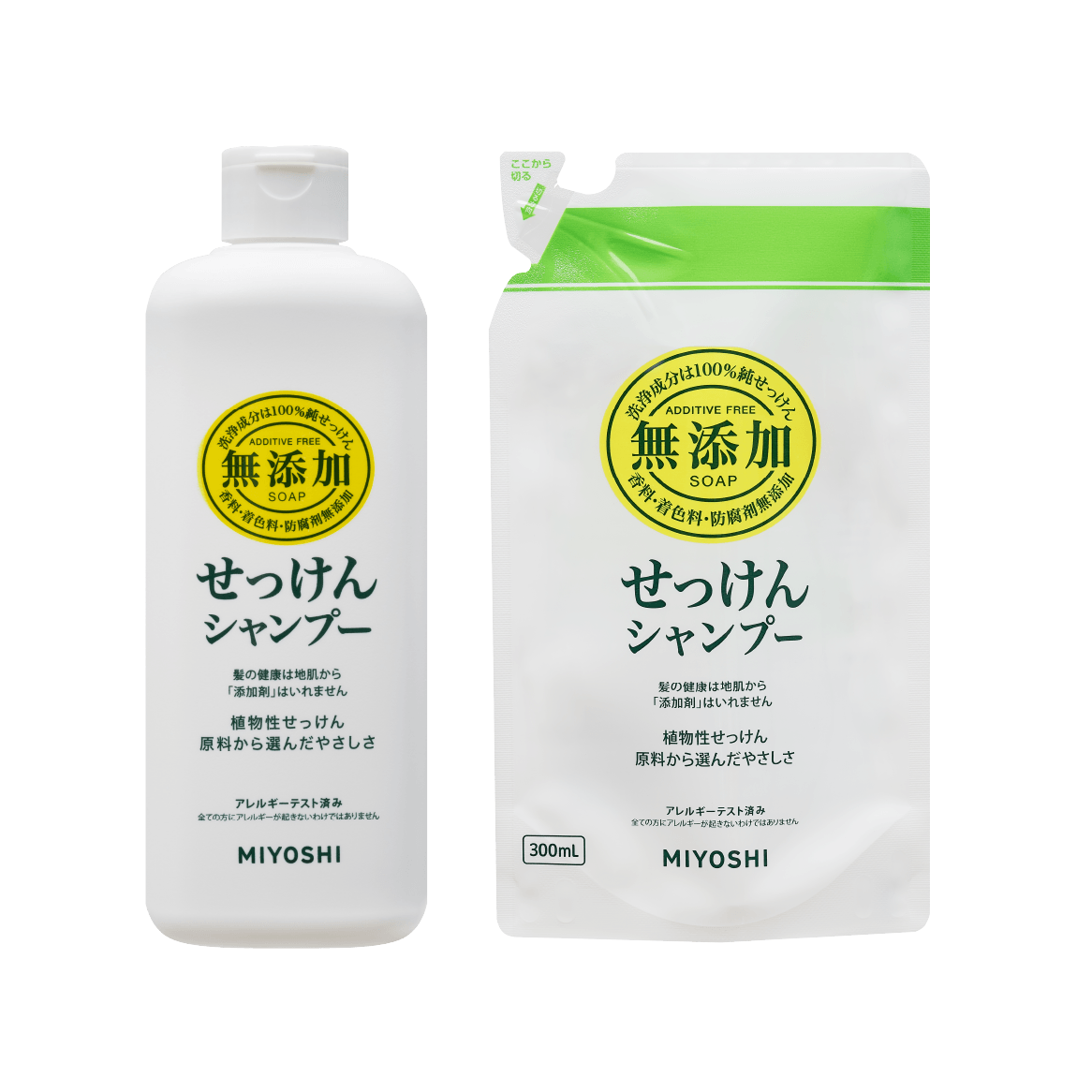 無添加 せっけん シャンプー <br>リフィル300ml 1ケース</br> - MIYOSHI SOAP CORPORATION